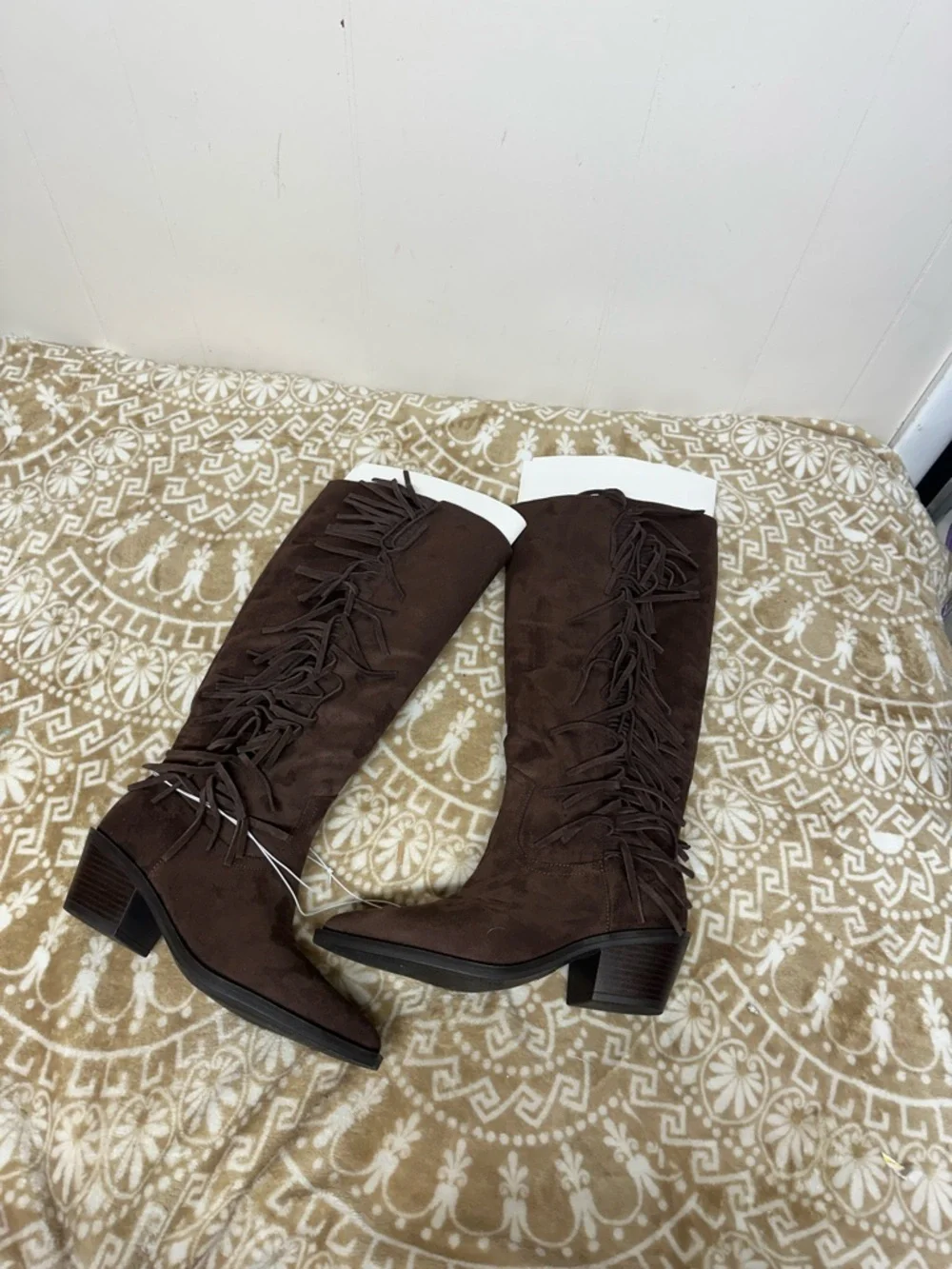 Universal Thread Brown Over-the-Knee Fringe Boots
